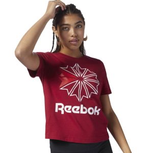 Reebok Classic Big Logo Graphic T Shirt Damen - Rot - DE 301-JFV